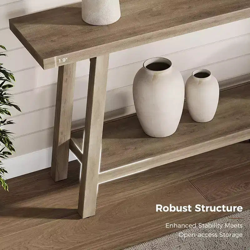 71-Inch 2-Tier Console Table with Wood Frame