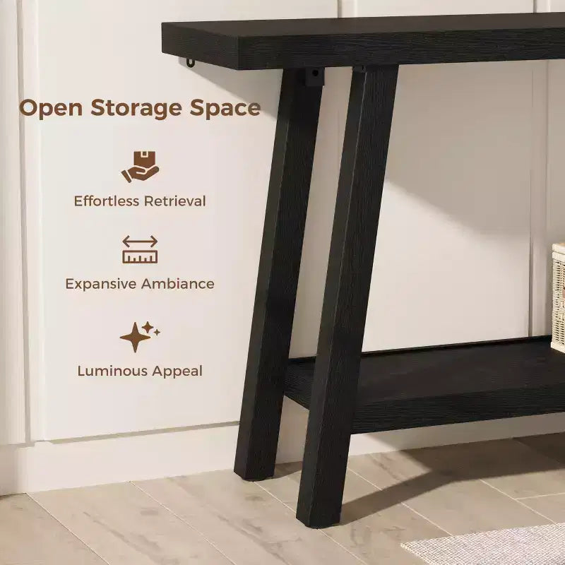 71-Inch 2-Tier Console Table with Wood Frame