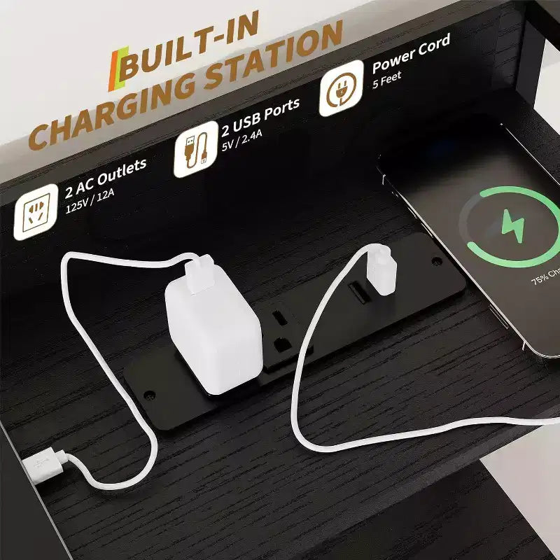 11-Drawer Fabric Dresser with Charging Station and LED Lights