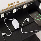 Commode en tissu à 11 tiroirs avec station de charge et lumières LED