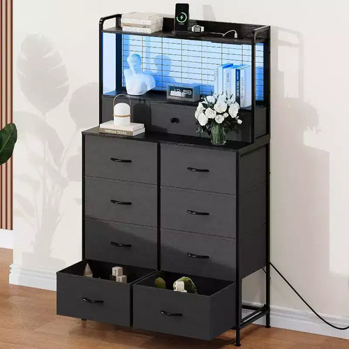 Dresser with 11 Fabric Drawers, Industrial Storage Organizer, Anti-Tipping Design, for Bedroom, Living Room