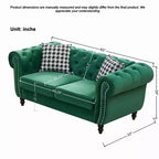 Canapé Chesterfield en Velours Rembourré avec Accoudoirs Ronds et Clous Décoratifs