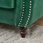 Canapé Chesterfield en Velours Rembourré avec Accoudoirs Ronds et Clous Décoratifs