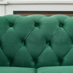 Canapé Chesterfield en Velours Rembourré avec Accoudoirs Ronds et Clous Décoratifs