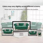 Canapé Chesterfield en Velours Rembourré avec Accoudoirs Ronds et Clous Décoratifs