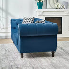 Canapé Chesterfield en Velours Rembourré avec Accoudoirs Ronds et Clous Décoratifs