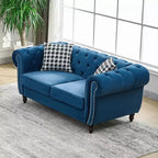 Canapé Chesterfield en Velours Rembourré avec Accoudoirs Ronds et Clous Décoratifs