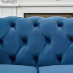 Canapé Chesterfield en Velours Rembourré avec Accoudoirs Ronds et Clous Décoratifs