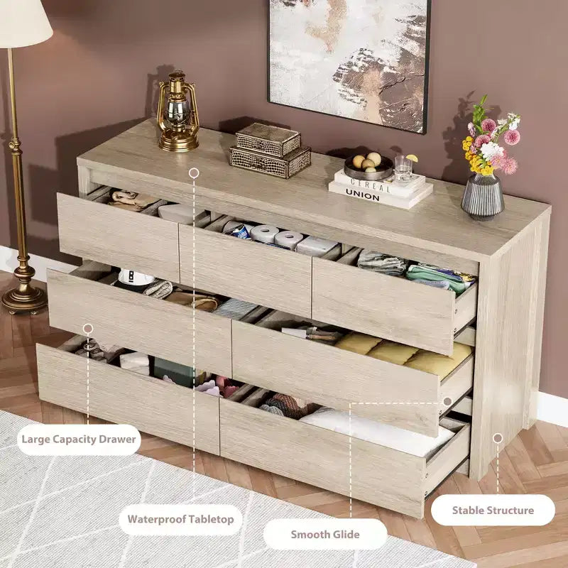 7-Drawer Wooden Dresser