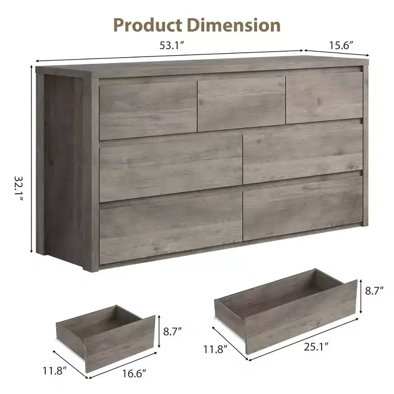7-Drawer Wooden Dresser