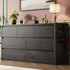 Wide Modern 7-Drawer Dresser for Bedroom, Large Wooden Chest of Drawers with Storage Organizer for Living Room, Hallway & Entryway