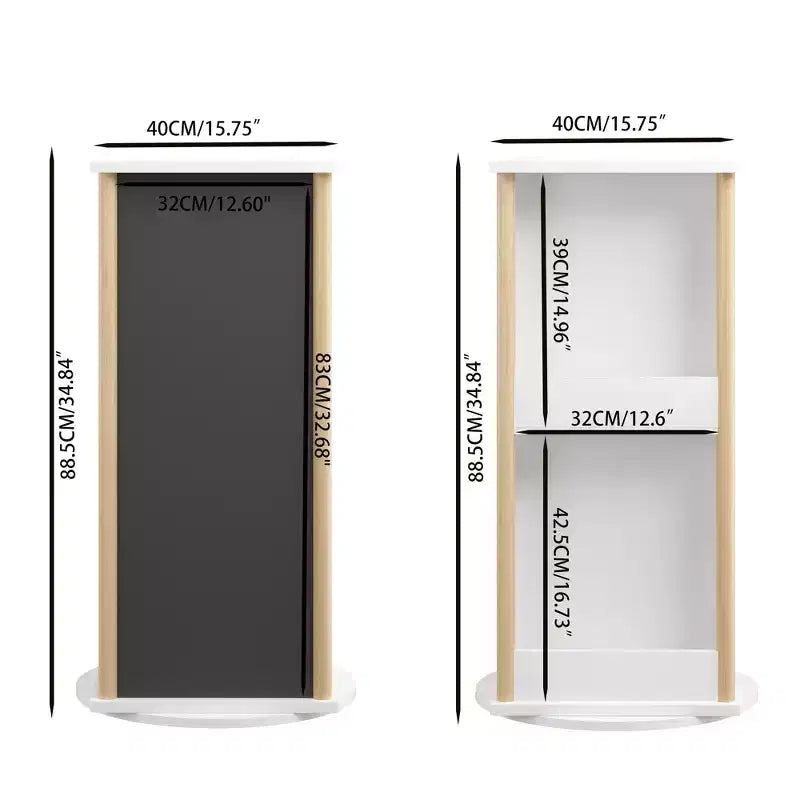 3-Tier Rotating Kids Bookshelf with Chalkboard and Toy Storage