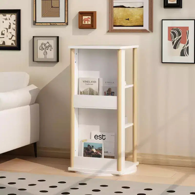 3-Tier Rotating Kids Bookshelf with Chalkboard and Toy Storage