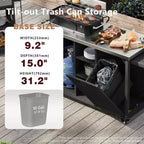 Îlot de cuisine extérieure de 78 pouces avec comptoir en acier inoxydable, station de barbecue pliable et armoires de rangement, noir