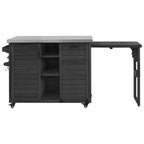 Îlot de cuisine extérieure de 78 pouces avec comptoir en acier inoxydable, station de barbecue pliable et armoires de rangement, noir