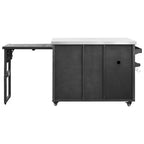 Îlot de cuisine extérieure de 78 pouces avec comptoir en acier inoxydable, station de barbecue pliable et armoires de rangement, noir