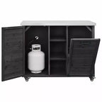 Îlot de cuisine extérieure de 78 pouces avec comptoir en acier inoxydable, station de barbecue pliable et armoires de rangement, noir