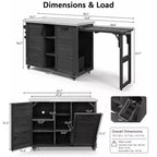 Îlot de cuisine extérieure de 78 pouces avec comptoir en acier inoxydable, station de barbecue pliable et armoires de rangement, noir