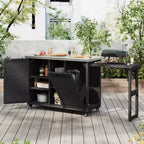 Îlot de cuisine extérieure de 78 pouces avec comptoir en acier inoxydable, station de barbecue pliable et armoires de rangement, noir