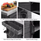 Îlot de cuisine extérieure de 78 pouces avec comptoir en acier inoxydable, station de barbecue pliable et armoires de rangement, noir