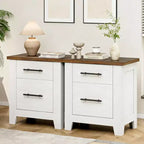 Table de chevet avec 2 tiroirs - Table d'appoint style ferme, marron