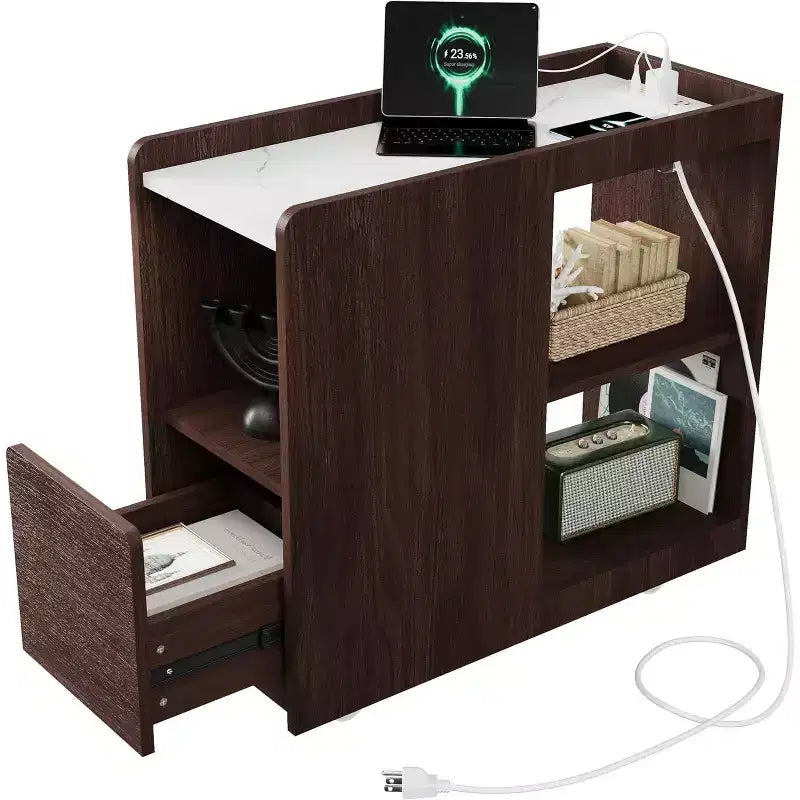 Multi-Functional Bedside Table with Storage