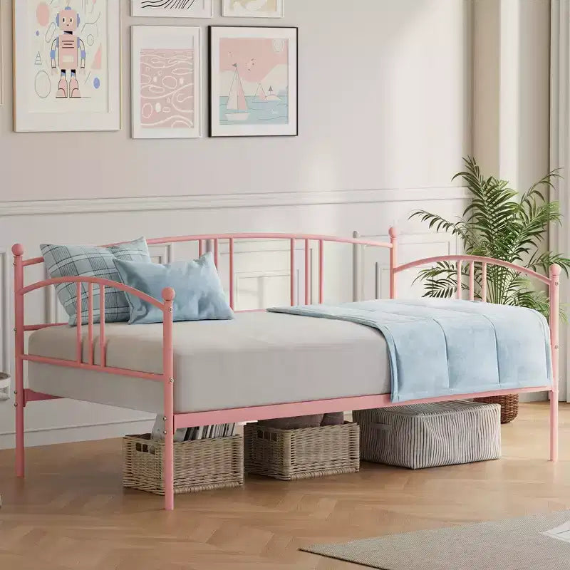 Twin Size Metal Daybed with Pull-Out Trundle and Underbed Storage