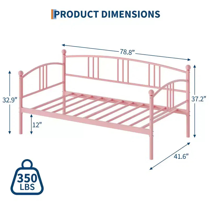 Twin Size Metal Daybed with Pull-Out Trundle and Underbed Storage