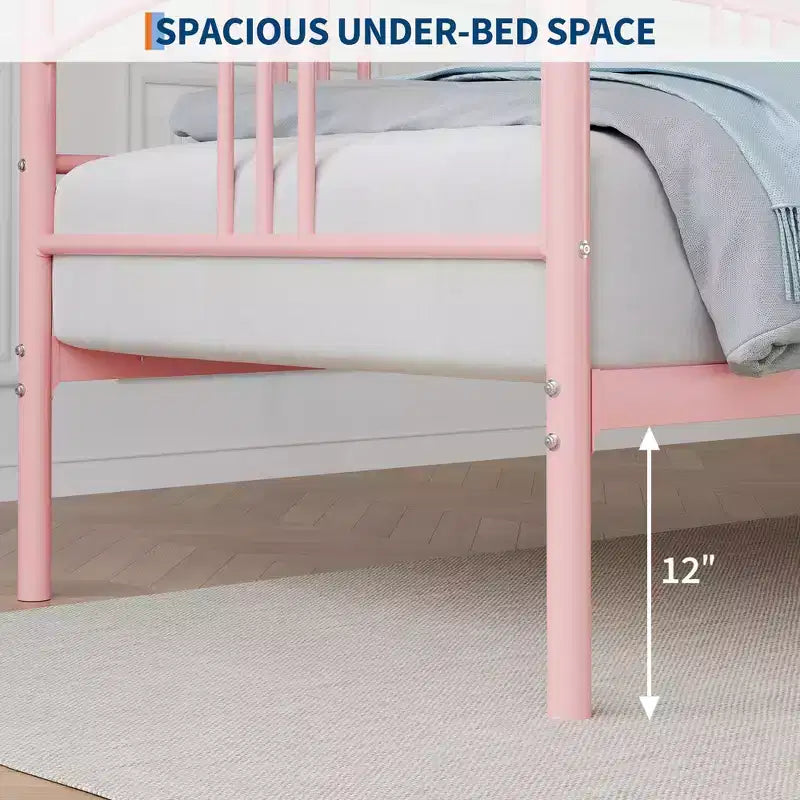 Twin Size Metal Daybed with Pull-Out Trundle and Underbed Storage
