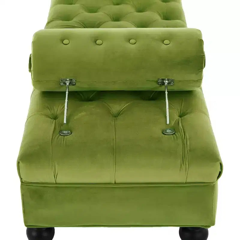 End of Bed Bench, Velvet Upholstered Tufted Bench Ottoman Footstool with 2 Detachable Pillows