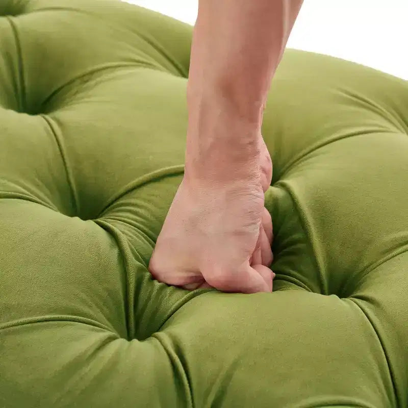 End of Bed Bench, Velvet Upholstered Tufted Bench Ottoman Footstool with 2 Detachable Pillows