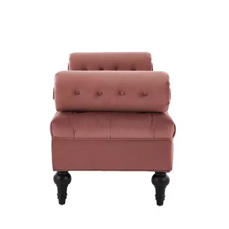 End of Bed Bench, Velvet Upholstered Tufted Bench Ottoman Footstool with 2 Detachable Pillows