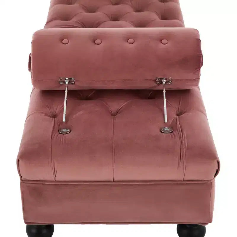 End of Bed Bench, Velvet Upholstered Tufted Bench Ottoman Footstool with 2 Detachable Pillows