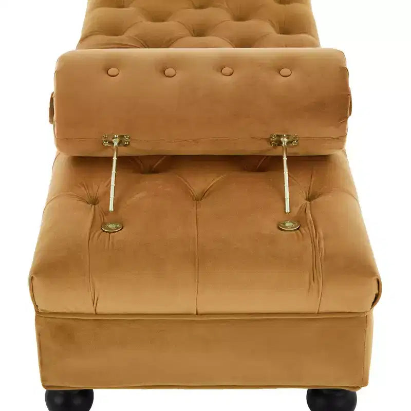 End of Bed Bench, Velvet Upholstered Tufted Bench Ottoman Footstool with 2 Detachable Pillows
