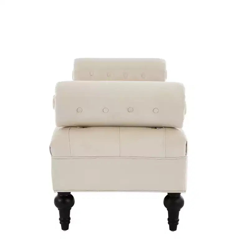 End of Bed Bench, Velvet Upholstered Tufted Bench Ottoman Footstool with 2 Detachable Pillows