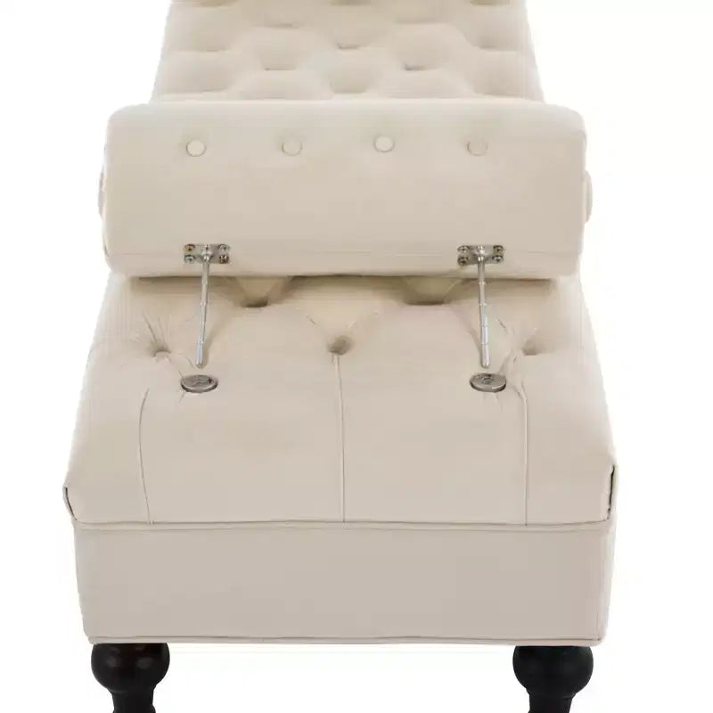 End of Bed Bench, Velvet Upholstered Tufted Bench Ottoman Footstool with 2 Detachable Pillows