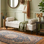 Whisen End of Bed Bench, Velvet Upholstered Tufted Bench Bedroom Bench Ottoman Footstool, Entryway Closet Bench with 2 Detachable Pillows