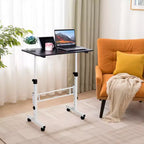 Bureau roulant à hauteur réglable avec roulettes et étagère de rangement