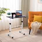 Bureau roulant à hauteur réglable avec roulettes et étagère de rangement