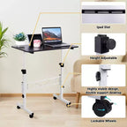 Bureau roulant à hauteur réglable avec roulettes et étagère de rangement