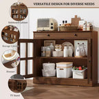 Buffet bas avec rangement et portes vitrées pour salle à manger ou salon