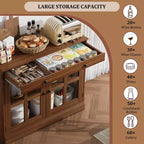 Buffet bas avec rangement et portes vitrées pour salle à manger ou salon