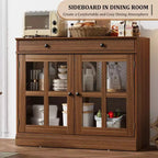 Buffet bas avec rangement et portes vitrées pour salle à manger ou salon