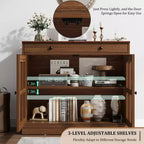 Buffet bas avec rangement et portes vitrées pour salle à manger ou salon