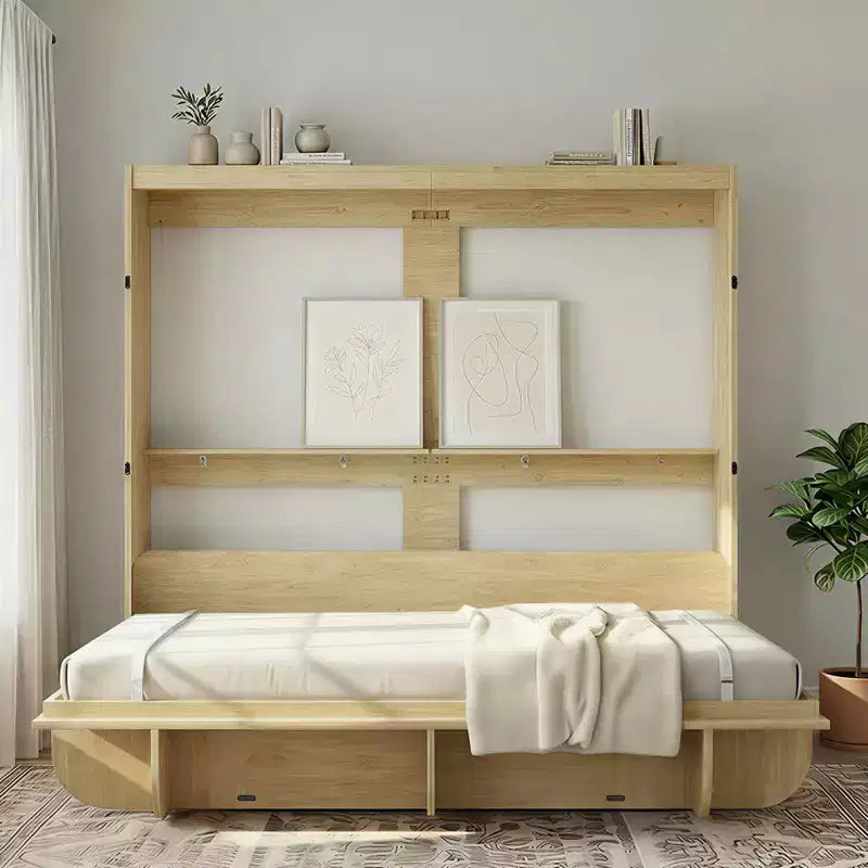 2-in-1 Invisible Murphy Bed with Shelf Storage, Queen Size