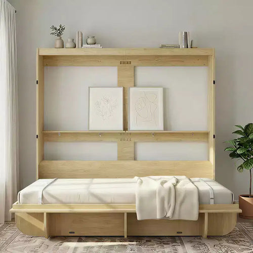 2-in-1 Invisible Murphy Bed with Shelf Storage, Queen Size