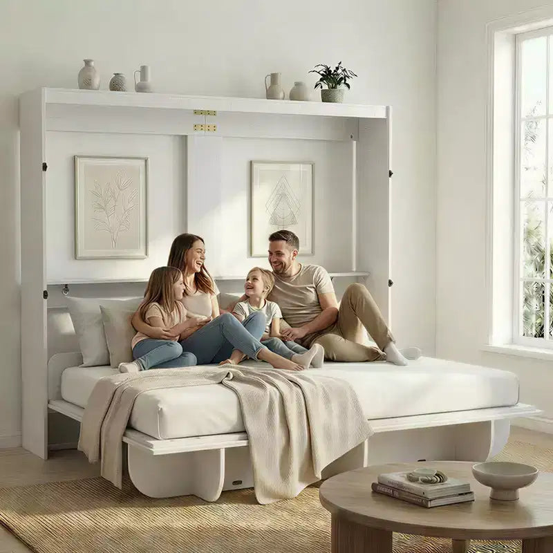 2-in-1 Invisible Murphy Bed with Shelf Storage, Queen Size
