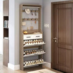Meuble à chaussures avec 3 portes, 2 tiroirs et porte-manteau