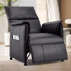 Massage Recliner Chair with Heat, PU Leather Lounge Chair with Vibration Massage Points, Modern Single Sofa for Living Room, Bedroom, Black