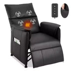 Fauteuil inclinable électrique avec chauffage et massage par vibration – Simili cuir PU, Noir